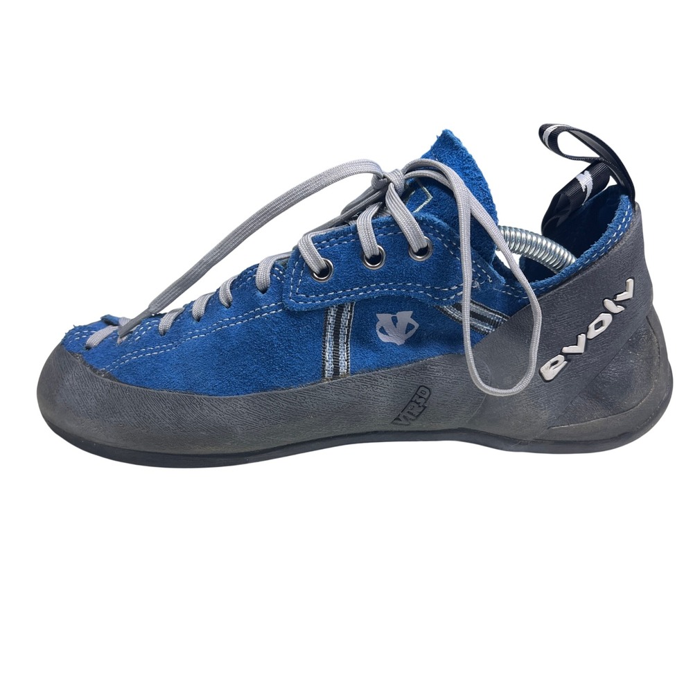 Evolv Defy Trax Rock Climbing Shoes Mens 11 Blue Suede Lace Up Made in USA VTR3D